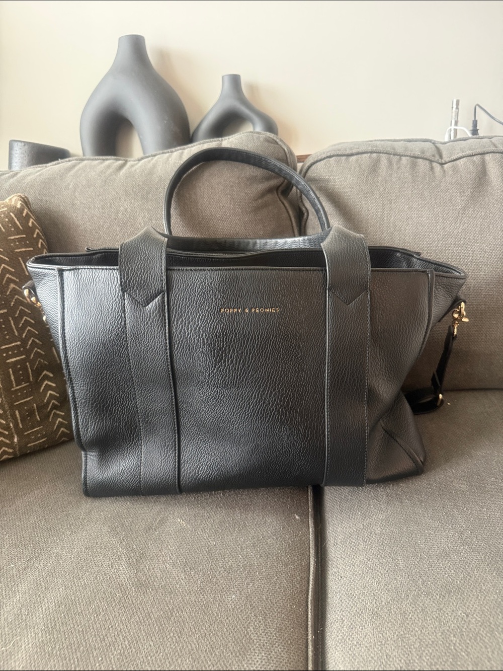 Poppy & Peonies Black Multitasker Tote